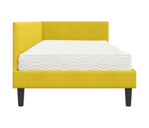 Kampinė Lovos Konstrukcija Su Čiužiniu 2 Pcs Geltona Aksomas