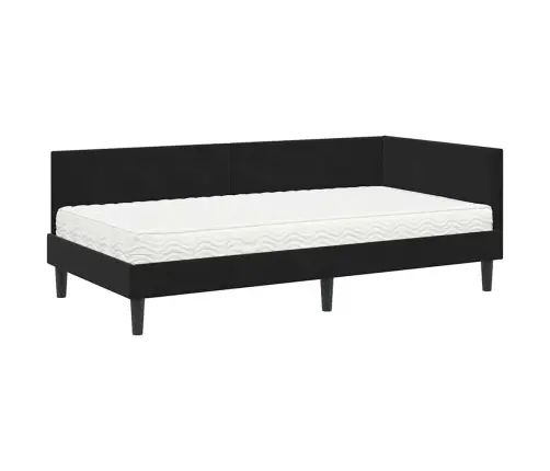 Stūra Gultas Rāmis Ar Matrači Cits 2 Pcs Melna Samts Vidaxl