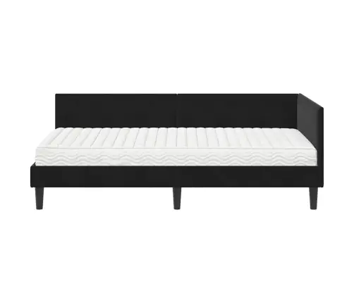 Stūra Gultas Rāmis Ar Matrači Cits 2 Pcs Melna Samts Vidaxl