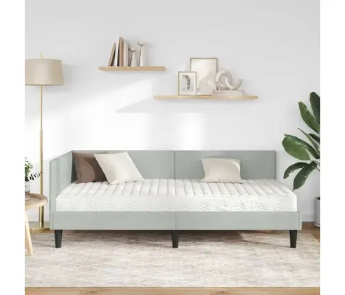 Stūra Gultas Rāmis Ar Matrači Cits 2 Pcs Gaiši Pelēka Samts Vidaxl