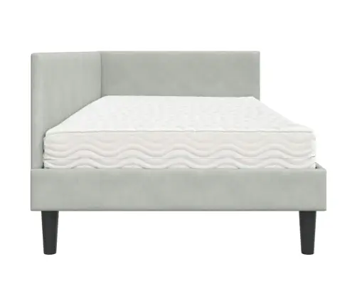 Stūra Gultas Rāmis Ar Matrači Cits 2 Pcs Gaiši Pelēka Samts Vidaxl