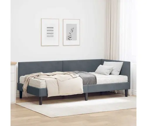 Stūra Gultas Rāmis Ar Matrači Cits 2 Pcs Pelēka Samts Vidaxl