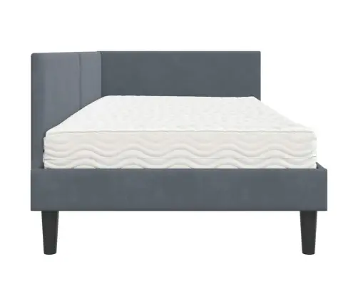 Stūra Gultas Rāmis Ar Matrači Cits 2 Pcs Pelēka Samts Vidaxl