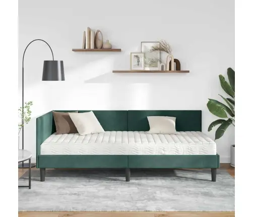 Kampinė Lovos Konstrukcija Su Čiužiniu Kita 2 Pcs Žalia Aksomas