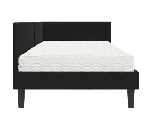 Kampinė Lovos Konstrukcija Su Čiužiniu Kita 2 Pcs Juoda Aksomas