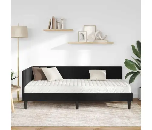 Stūra Gultas Rāmis Ar Matrači Cits 2 Pcs Melna Samts Vidaxl