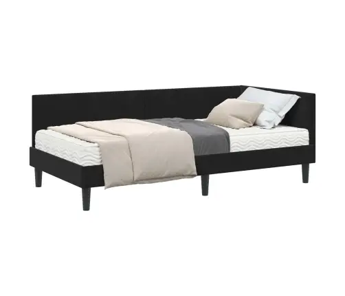 Stūra Gultas Rāmis Ar Matrači Cits 2 Pcs Melna Samts Vidaxl