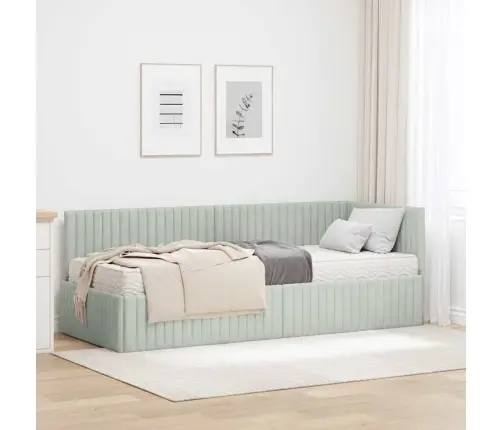 Kampinė Lovos Konstrukcija Su Čiužiniu 2 Pcs Šviesiai Pilka