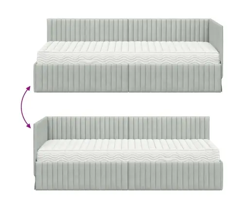 Kampinė Lovos Konstrukcija Su Čiužiniu 2 Pcs Šviesiai Pilka