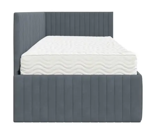 Stūra Gultas Rāmis Ar Matrači 2 Pcs Pelēka Samts Vidaxl