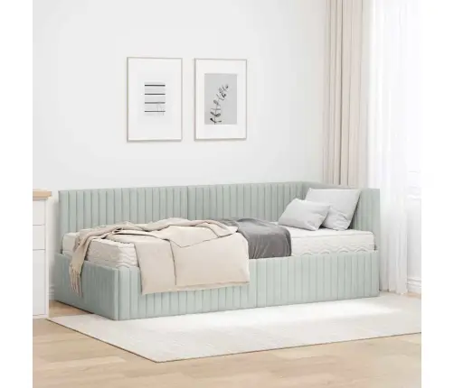 Kampinė Lovos Konstrukcija Su Čiužiniu 2 Pcs Šviesiai Pilka