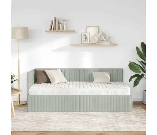 Kampinė Lovos Konstrukcija Su Čiužiniu 2 Pcs Šviesiai Pilka