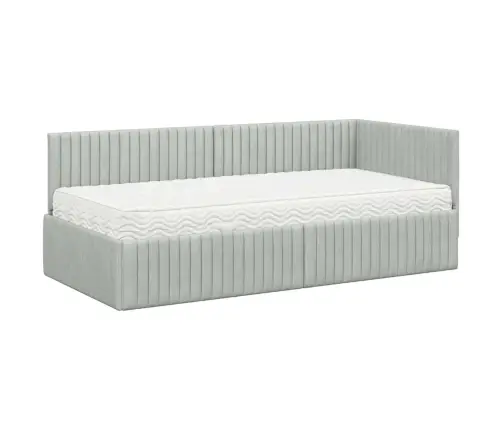 Kampinė Lovos Konstrukcija Su Čiužiniu 2 Pcs Šviesiai Pilka