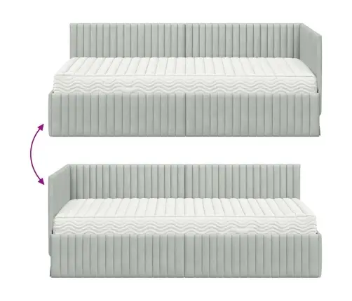 Kampinė Lovos Konstrukcija Su Čiužiniu 2 Pcs Šviesiai Pilka