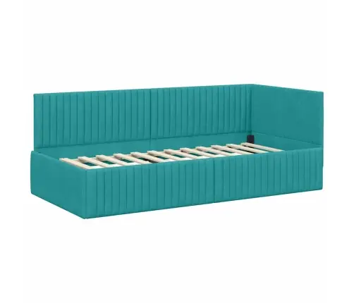 Stūra Gultas Rāmis Ar Matrači 2 Pcs Tirkīzzila Samts Vidaxl