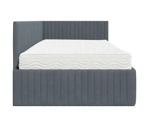 Stūra Gultas Rāmis Ar Matrači 2 Pcs Pelēka Samts Vidaxl