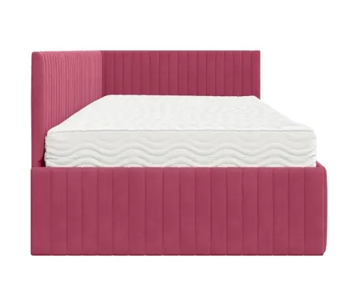 Kampinė Lovos Konstrukcija Su Čiužiniu 2 Pcs Žalia Aksomas