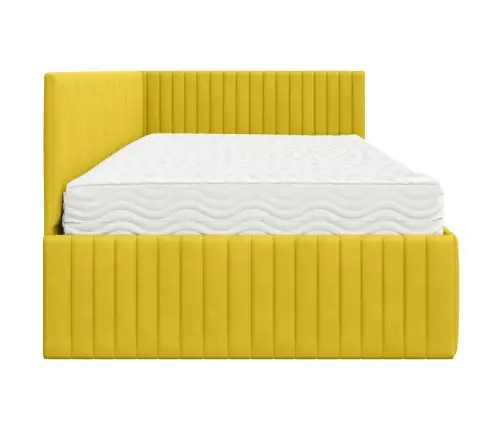 Stūra Gultas Rāmis Ar Matrači 2 Pcs Dzeltena Samts Vidaxl