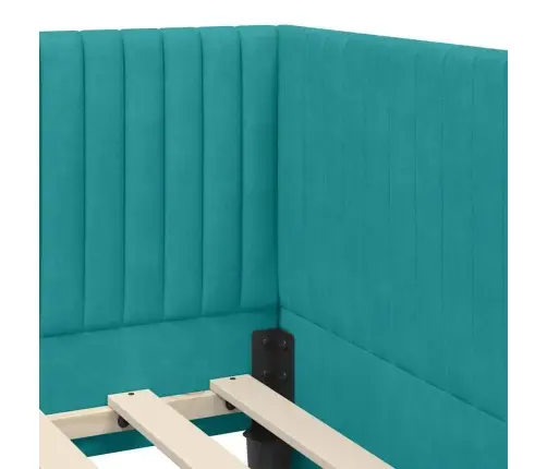 Stūra Gultas Rāmis Ar Matrači 2 Pcs Tirkīzzila Samts Vidaxl