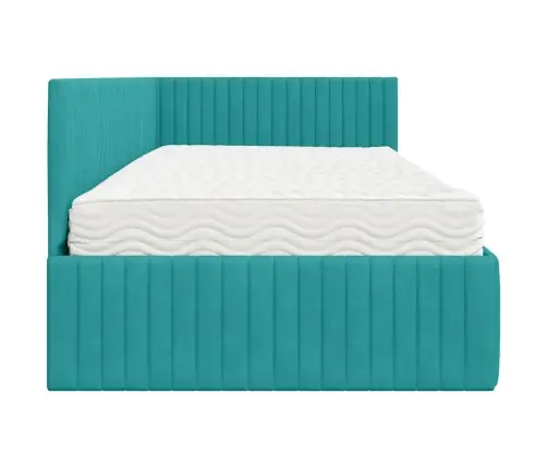 Stūra Gultas Rāmis Ar Matrači 2 Pcs Tirkīzzila Samts Vidaxl