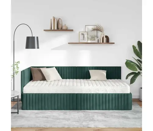 Nurgavoodi Raam Koos Madratsiga Peaga 2 Pcs Roheline Samet