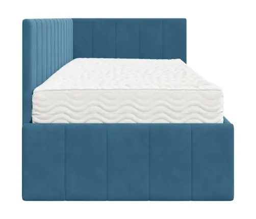 Kampinė Lovos Konstrukcija Su Čiužiniu 2 Pcs Mėlyna Aksomas