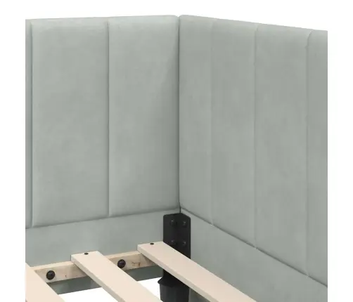 Stūra Gultas Rāmis Ar Matraci Gaiši Pelēka 80 X 200 Cm Samts Vidaxl