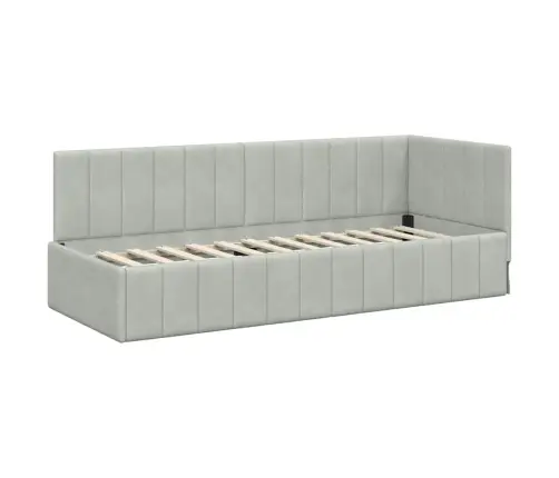 Stūra Gultas Rāmis Ar Matraci Gaiši Pelēka 80 X 200 Cm Samts Vidaxl