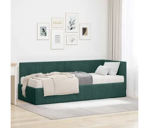 Nurgavoodi Raam Koos Madratsiga Madratsiga 2 Pcs Roheline Samet