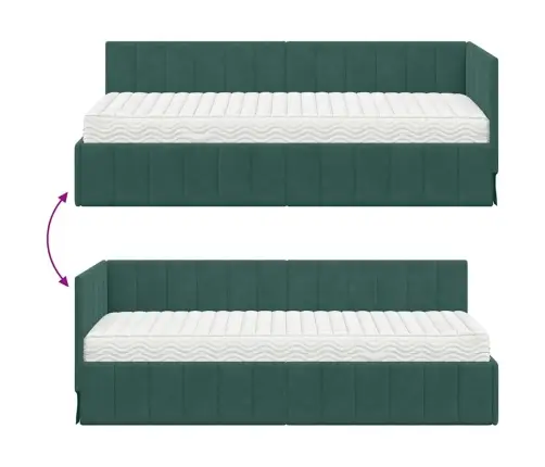 Nurgavoodi Raam Koos Madratsiga Madratsiga 2 Pcs Roheline Samet