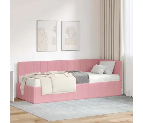 Nurgavoodi Raam Madratsiga Peaga Roosa 80 X 200 Cm Samet