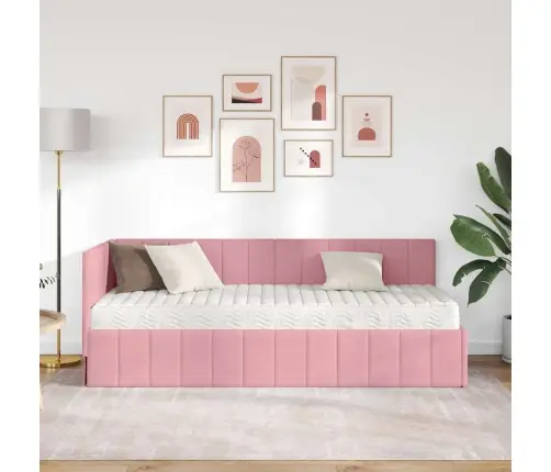 Nurgavoodi Raam Madratsiga Peaga Roosa 80 X 200 Cm Samet