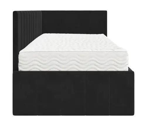 Stūra Gultas Rāmis Ar Matraci Melna 80 X 200 Cm Samts Vidaxl