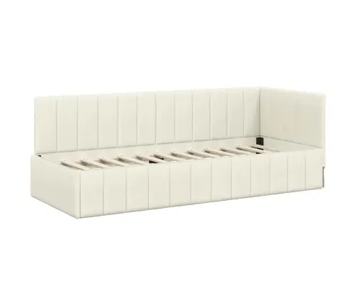 Kampinė Lovos Konstrukcija Su Čiužiniu 2 Pcs Kreminė Aksomas