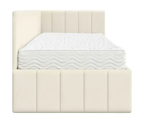 Kampinė Lovos Konstrukcija Su Čiužiniu 2 Pcs Kreminė Aksomas