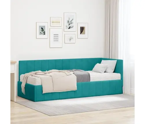 Nurgavoodi Raam Koos Madratsiga Madratsiga 2 Pcs Türkiis Samet