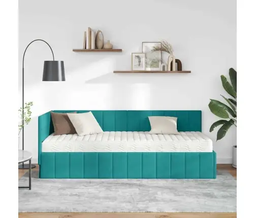 Nurgavoodi Raam Koos Madratsiga Madratsiga 2 Pcs Türkiis Samet