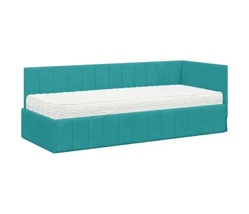 Nurgavoodi Raam Koos Madratsiga Madratsiga 2 Pcs Türkiis Samet