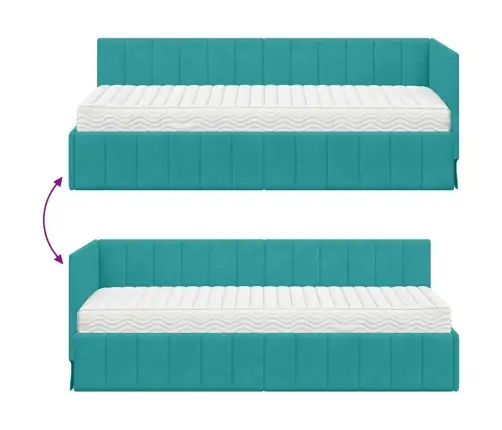 Nurgavoodi Raam Koos Madratsiga Madratsiga 2 Pcs Türkiis Samet