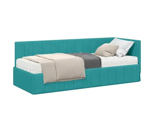 Nurgavoodi Raam Koos Madratsiga Madratsiga 2 Pcs Türkiis Samet