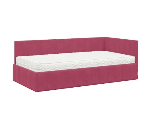 Kampinė Lovos Konstrukcija Su Čiužiniu 2 Pcs Žalia Aksomas