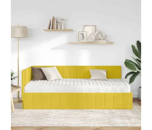 Nurgavoodi Raam Madratsiga Peaga Kollane 90 X 190 Cm Samet