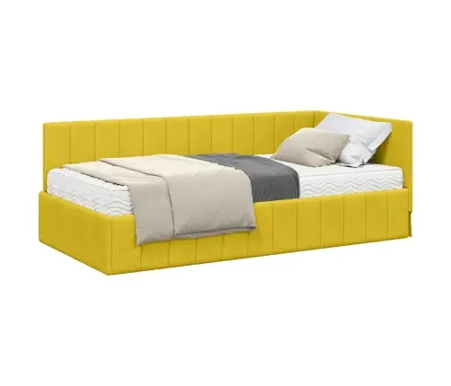 Nurgavoodi Raam Madratsiga Peaga Kollane 90 X 190 Cm Samet