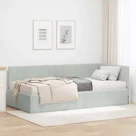 Nurgavoodi Raam Madratsiga Peaga Helehall 90 X 200 Cm Samet