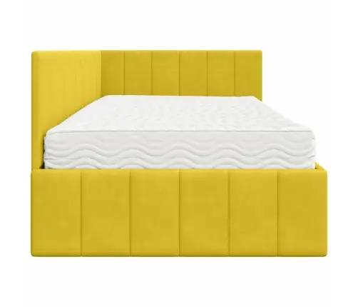 Kampinė Lovos Konstrukcija Su Čiužiniu 2 Pcs Geltona Aksomas
