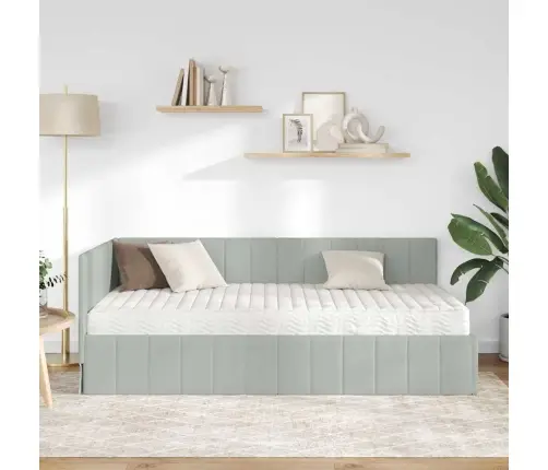 Kampinė Lovos Konstrukcija Su Čiužiniu 2 Pcs Šviesiai Pilka