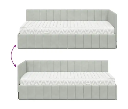 Kampinė Lovos Konstrukcija Su Čiužiniu 2 Pcs Šviesiai Pilka