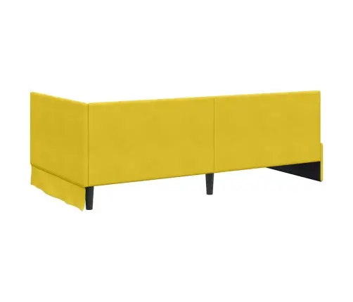 Stūra Gultas Rāmis Ar Matraci Dzeltena 100 X 200 Cm Samts Vidaxl