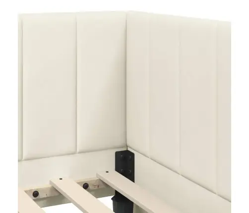 Stūra Gultas Rāmis Ar Matraci Krēmkrāsa 100 X 200 Cm Samts Vidaxl