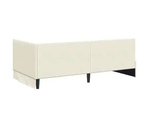 Stūra Gultas Rāmis Ar Matraci Krēmkrāsa 100 X 200 Cm Samts Vidaxl